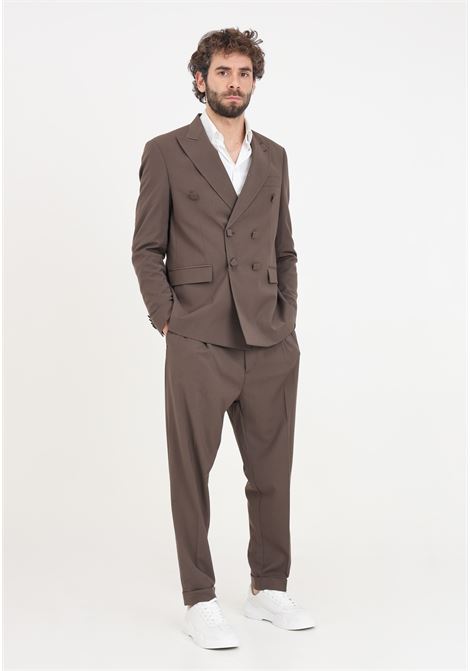 Brown men's trousers with pleats IM BRIAN | PA2857020